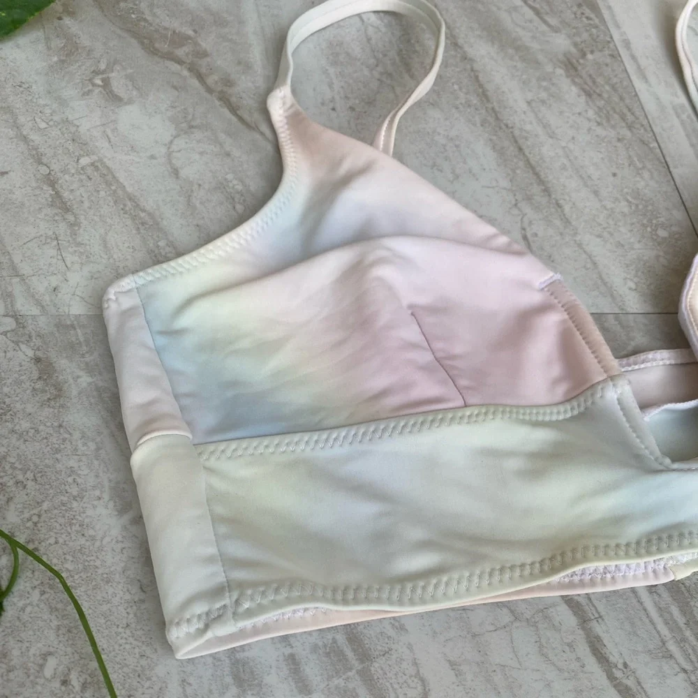 Nasty Gal Swimsuit NEW Top SMALL Cutout Bathing suit Pink Underwire Bikini beige